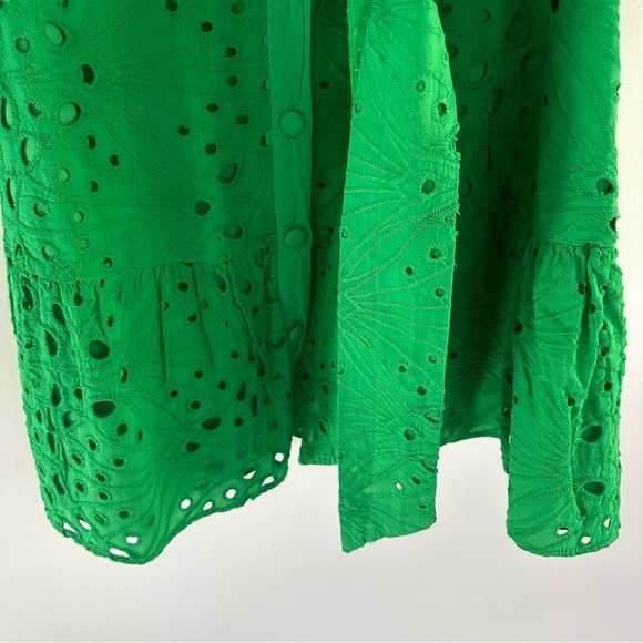 ZARA OPENWORK EMBROIDERED DRESS GREEN ( SIZE S) - Picture 8 of 11
